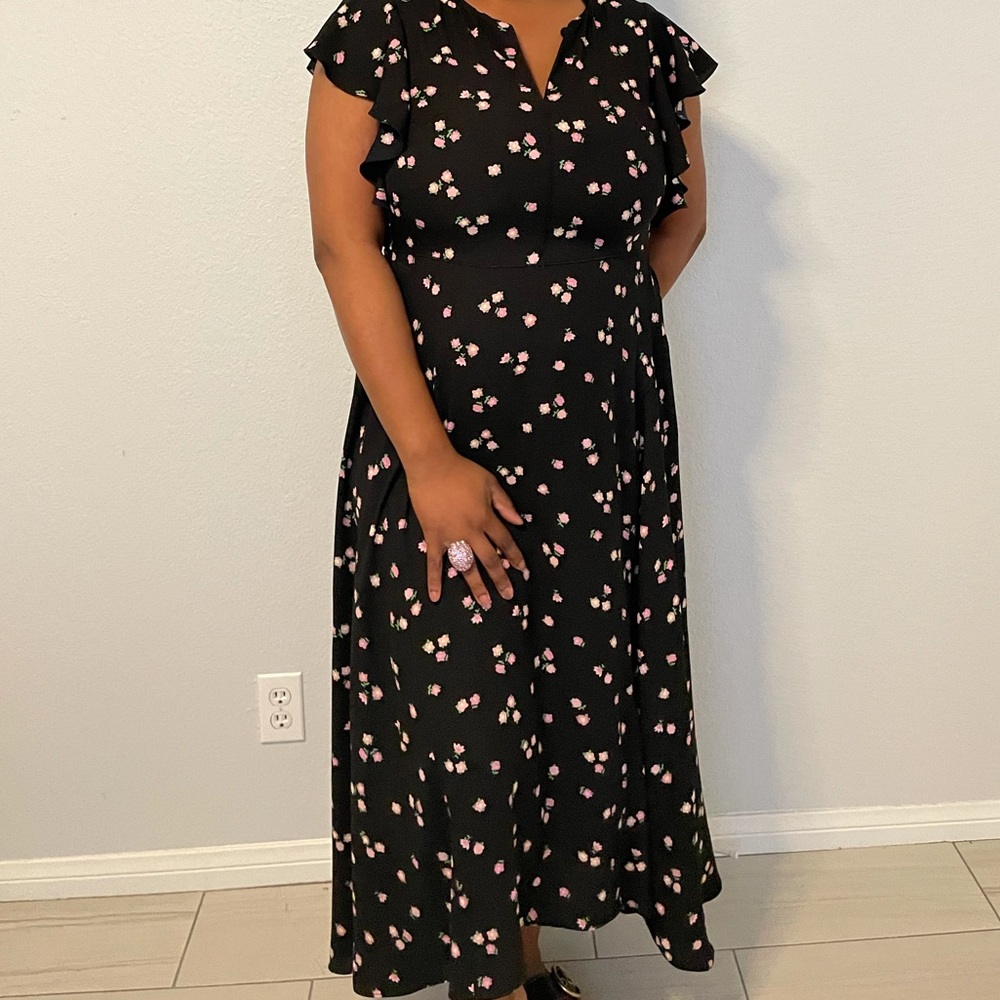 kate spade ditsy begonia flutter-sleeve dress